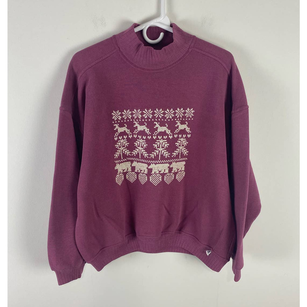 VTG Russell Athletic USA Christmas snowflake stitched pullover sweater XL